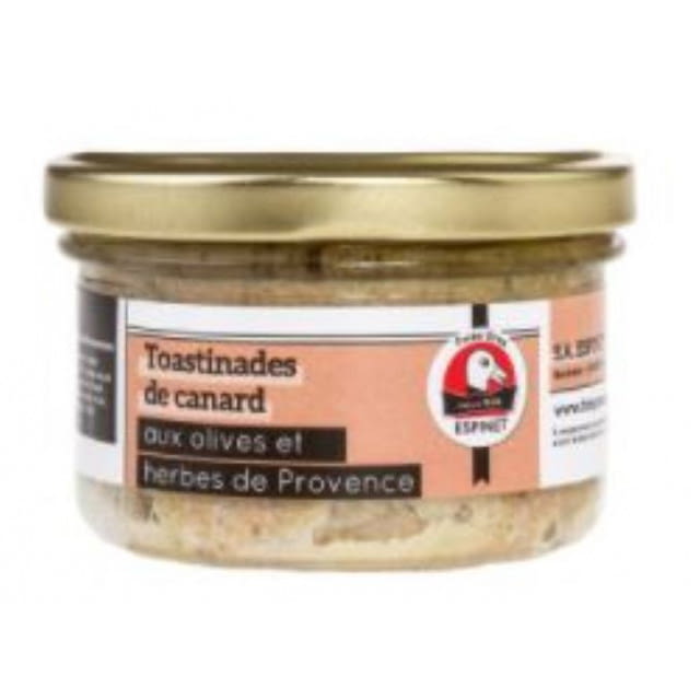Toastinade de canard aux olives et herbes de Provence