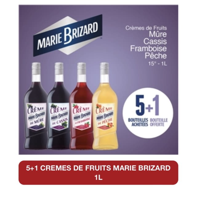 Crème de pêche de vigne 15° 5 bouteilles achetées = 1 bouteille offerte