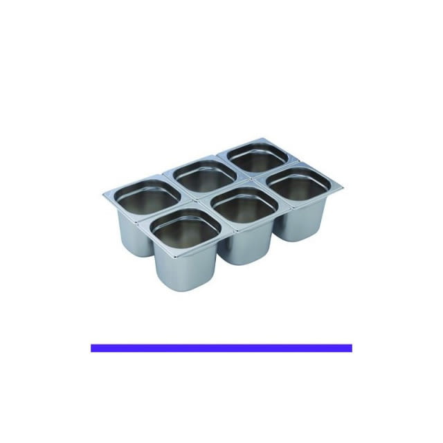Bac GN inox sans couvercle 1L 1/6H 6.5CM